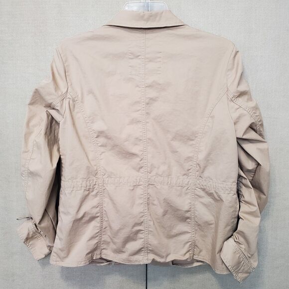Michael Kors Tan Ruched Sleeve Button-Up Utility Jacket Size 10 - Picture 4 of 6